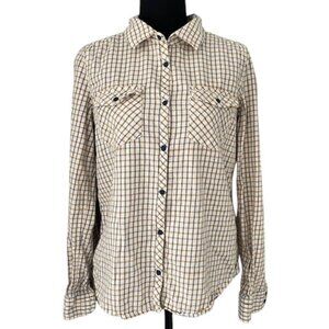 ROXY Squary Cool Yellow Blue Plaid Flannel Shirt Medium